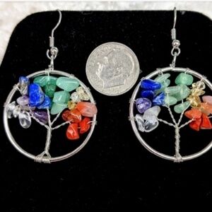 Tree of Life 7 Chakras Healing Tree earrings NWOT